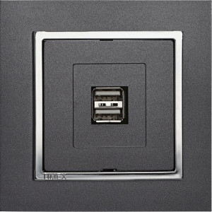 Gniazdo podwójne USB ładowarka MAGIC grafit / chrom