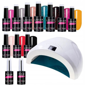 10x Lakier hybrydowy La'kier Baza Top Lampa GRATIS