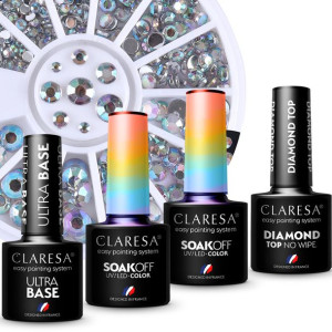 ZESTAW 4x CLARESA lakier hybrydowy top baza ozdoby