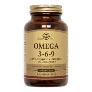Solgar Omega 3-6-9 z ryb, siemienia lnianego i ogórecznika, kapsułki, 60szt