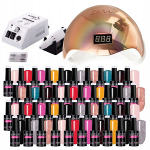 50x lakier hybrydowy + GRATIS lampa i frezarka