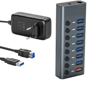 Reagle HUB USB 3.1 PRO Aktywny 8 Portów USB-A Zasilacz 36W