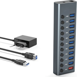 Reagle HUB USB 3.1 PRO Aktywny 11 Portów USB-A Zasilacz 36W