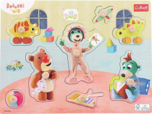 Drewniana Układanka puzzle Bobaski i Miś 8 elementów