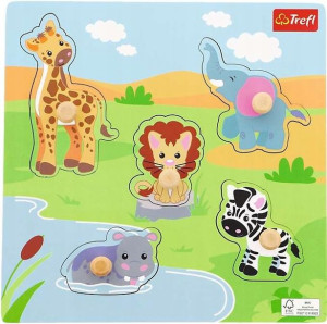 Drewniana Układanka puzzle Safari Zwierzątka afrykańskie 5 elementów