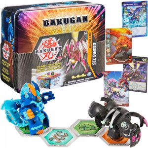 Bakugan pudełko puszka Baku-Tin + 2 figurki i karty Sectanoid