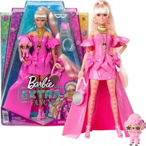 Barbie stylowa Lalka Extra Fancy + akcesoria i figurka pieska