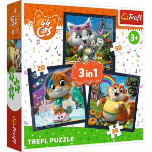 Puzzle 3w1 Poznaj urocze kociaki 44 Koty 106 elementów