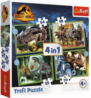 Puzzle 4w1 Groźne dinozaury Jurassic World 207 elementów