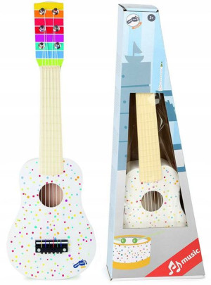 Small Foot Gitara klasyczna dla dzieci biała w kropki 6 strun