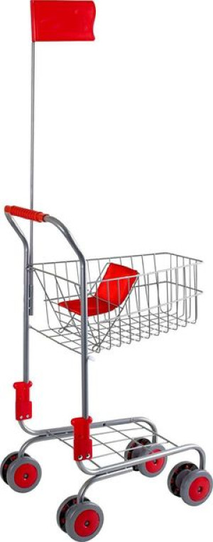 Dziecięcy wózek sklepowy Silver i Koszyk na zakupy z produktami