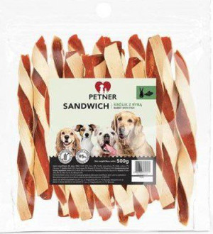 Petner | Przysmaki dla psa | Opakowanie 500g - Sandwich królik z rybą 500g