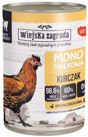 Wiejska Zagroda | Adult | Karma monobiałkowa dla kota 400g - Kurczak 400g
