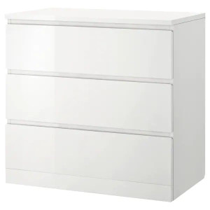 IKEA MALM komoda 3 szuflady 80x78 cm połysk biały