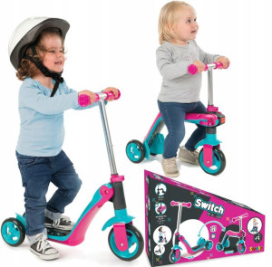 Smoby Hulajnoga trójkołowa różowa 2w1 jeździk