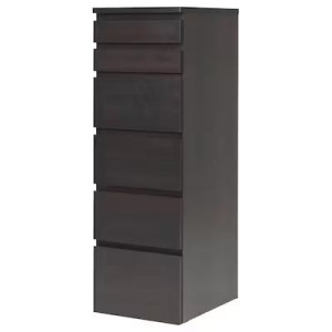IKEA MALM Komoda 6 szuflad czarnobrąz lustro 40x123 cm