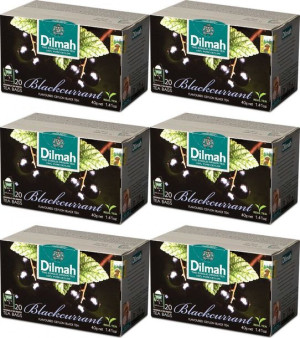 Herbata czarna aromatyzowana w kopertach Dilmah czarna porzeczka 20szt x6