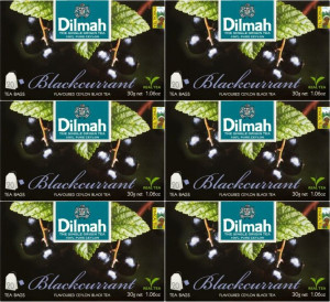 Herbata czarna aromatyzowana w torebkach Dilmah czarna porzeczka 20szt x6