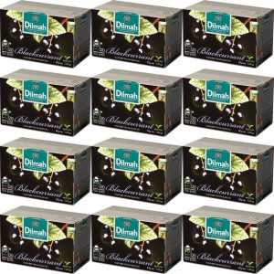 Herbata czarna aromatyzowana w kopertach Dilmah czarna porzeczka 20szt x12