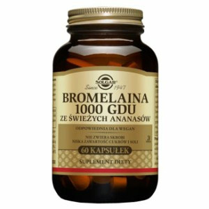 Solgar, Bromelaina 1000 gDU, ze świeżych ananasów, 60 kaps.