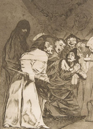 Plakat 20,5x28,4 Talerz 58 z 'Los Caprichos': Połknij to, pies, Goya