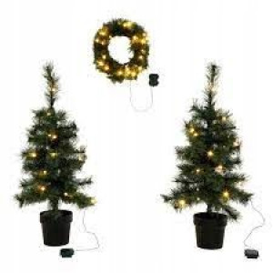 Zestaw Sztucznych Choinek + Wieniec 90cm Led