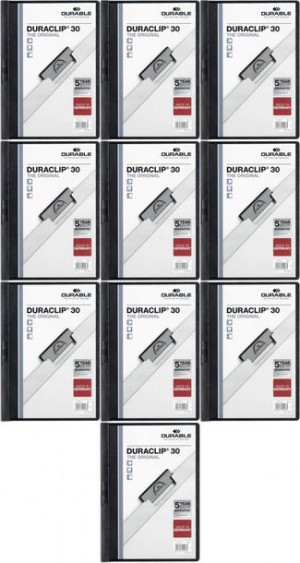 Skoroszyt zaciskowy Durable DuraClip A4 plastikowy do 30 kartek czarny x10