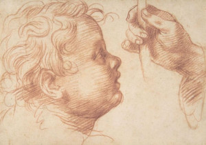 Plakat 42x29,7 Studia głowy i ręki, Andrea del Sarto (Andrea d'Agnolo)
