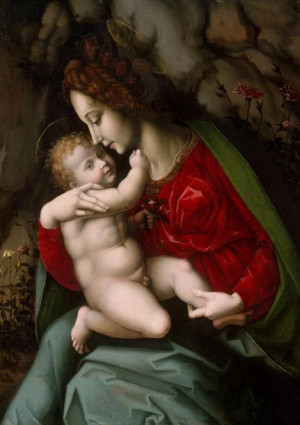 Plakat 29,7x42 Madonna z Dzieciątkiem, Bachiacca (Francesco d'Ubertino Verd