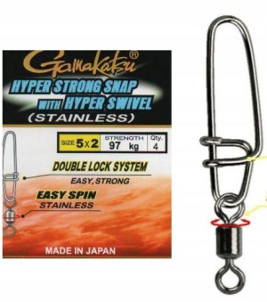 Agrafki z krętlikiem Hyper GAMAKATSU 3x6 32kg/4szt