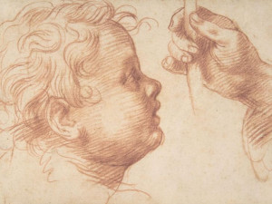 Plakat 40x30 Studia głowy i ręki, Andrea del Sarto (Andrea d'Agnolo)