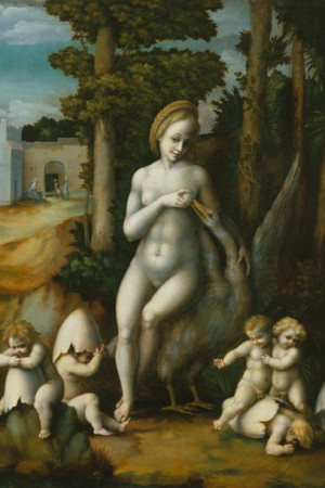 Plakat 40x60 Leda i łabędź, Bachiacca (Francesco d'Ubertino Verdi)