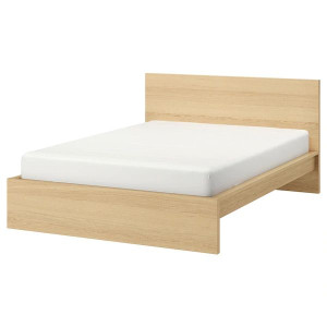 IKEA MALM Rama łóżka wysoka okleina dębowa/Luroy180x200 cm