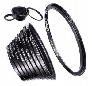 KOMPLET redukcji filtrowych STEP UP 49 52 55 58 62 67 72mm