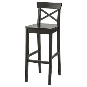 IKEA INGOLF Stołek barowy z oparciem brązowoczarny 74 cm