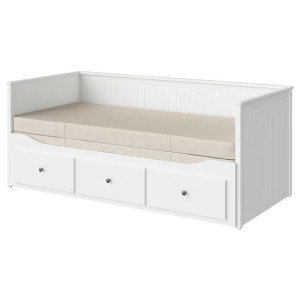 IKEA HEMNES Leżanka z 3 szufladami 2 materace biały Vannareid 80x200 cm