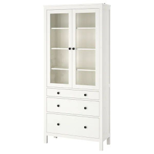 IKEA HEMNES Witryna z 3 szufladami biała bejca 90x197 cm