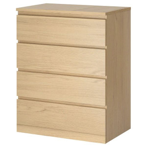 IKEA MALM Komoda 4 szuflady okleina dębowa bejcowana na biało 80x100 cm