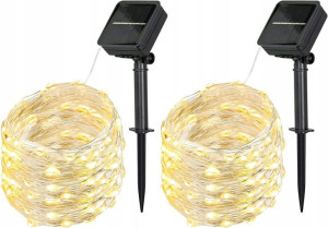 Solarny łańcuch świetlny 2x100 LED 10m 8 trybów