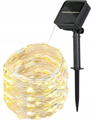 Solarny łańcuch świetlny 100 LED 10m 8 trybów