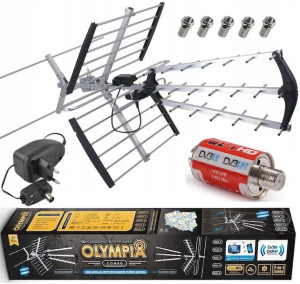 ANTENA BX1000 DVBT2 170km Filtr LTE 4K Zestaw 1TV