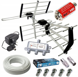 Antena Dvb-t2 Mux Combo 200km Zestaw 3tv+kabel 20m