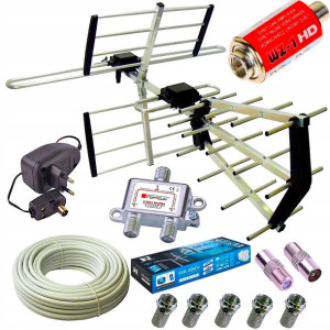 ANTENA TV Naziemnej DVB-T2 ZESTAW 2TV +KABEL 200km