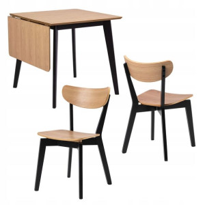 ZESTAW HARLAN 80/120x80 + 4 Krzesła Czarny Dąb