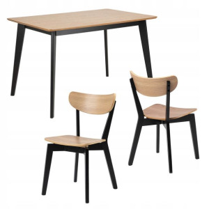 ZESTAW HARLAN 120x80 + 4 Krzesła Czarny Dąb