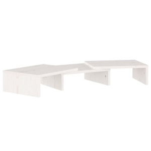 Podstawka na monitor, biała, 60x24x10,5 cm, lite drewno sosnowe