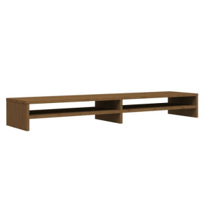 Podstawka na monitor, brązowa 100x24x13 cm, lite drewno sosnowe