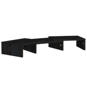 Podstawka na monitor, czarna, 60x24x10,5 cm, drewno sosnowe