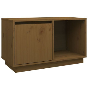 Szafka pod TV, miodowy brąz, 74x35x44 cm, lite drewno sosnowe