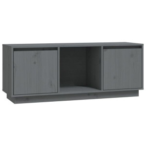 Szafka pod TV, szara, 110,5x35x44 cm, lite drewno sosnowe